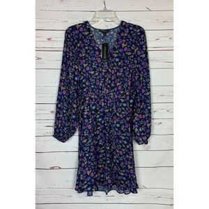 Banana Republic Floral Long Sleeve Dress - Blue and Pink